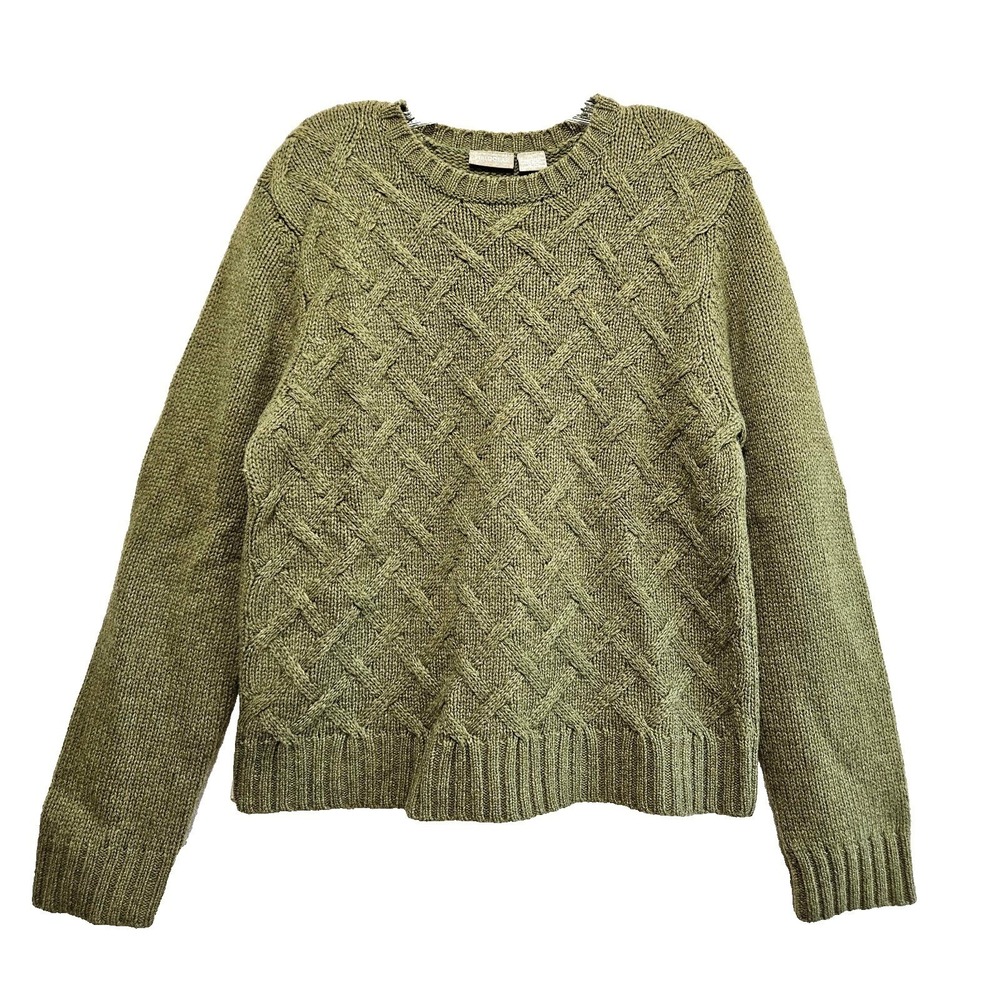 FieldGear Women's Sage Green Wool Sweater Large Textured Weave Pattern Australia